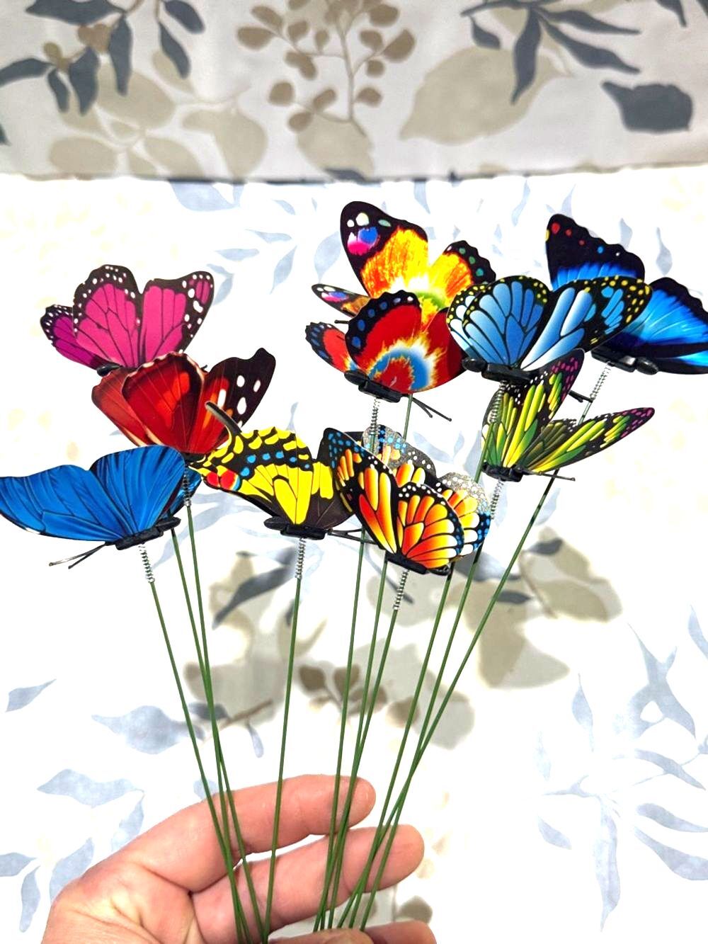 10 Colorful Butterfly Floral Picks - Assorted Bright Colors - Picture 2 of 6